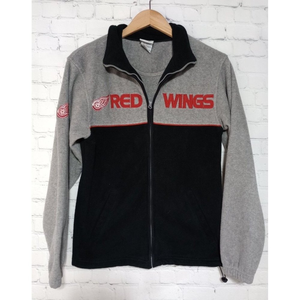Detroit Red Wings Grey Black Fleece Full Zip Jacket Men's Small NHL - Picture 1 of 8
